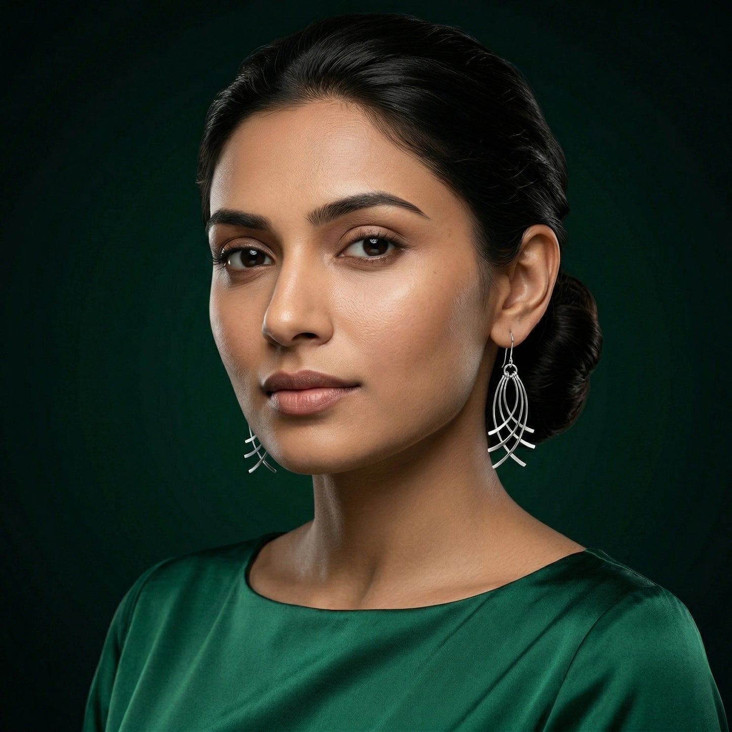Silver Flowline Drop Earrings image 1