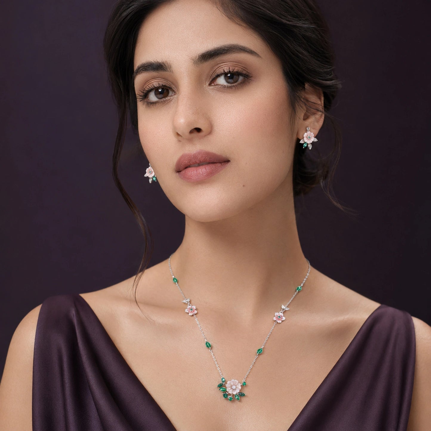 Lustrous Baguette Loop &amp; Pearl Set image 1