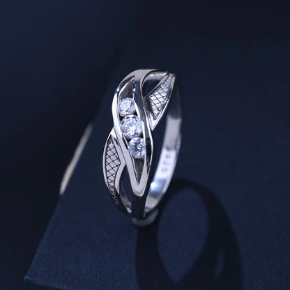 The Alencia Urban Serenade Textured Tri-Stone Bypass Ring image 0