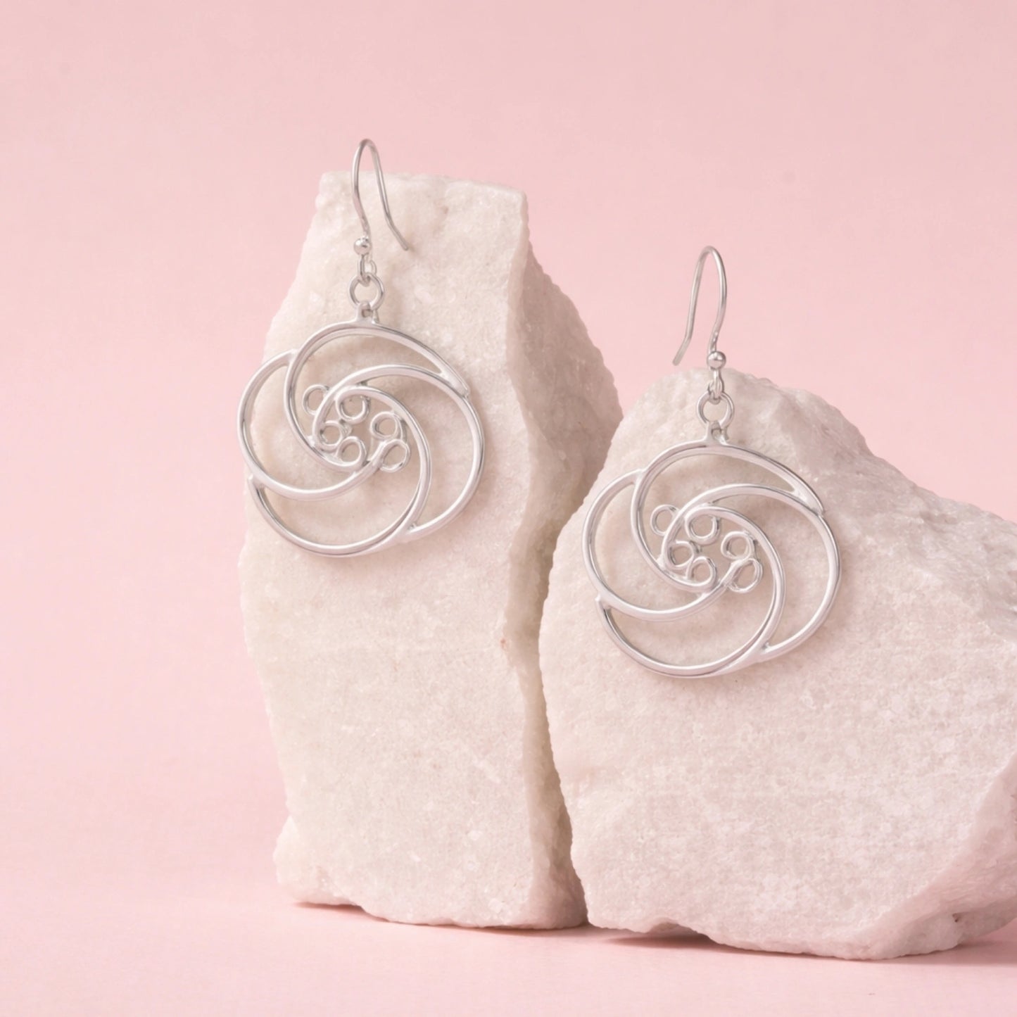 Silver Swirl Floral Drop Earrings image 0