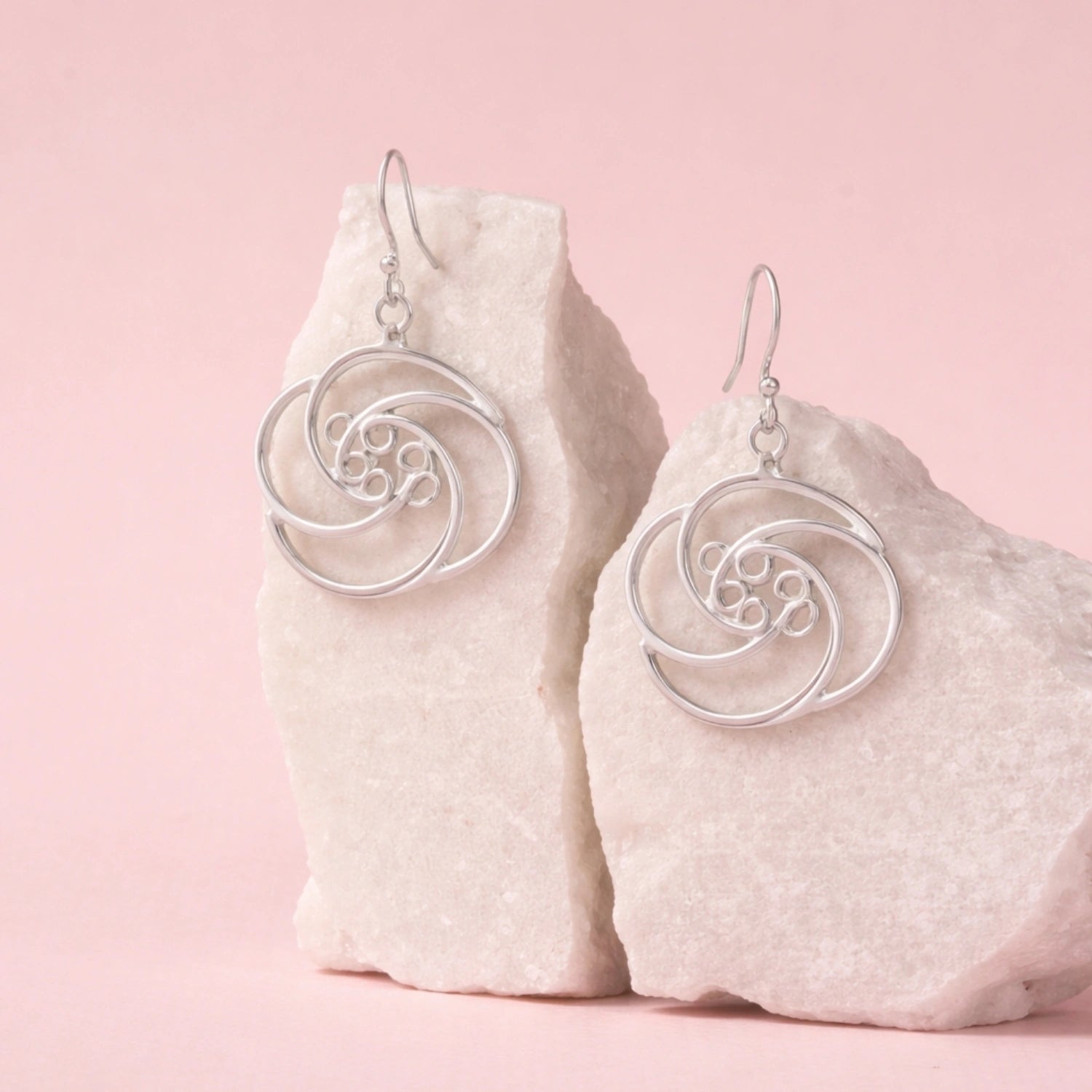 Silver Swirl Floral Drop Earrings image 0