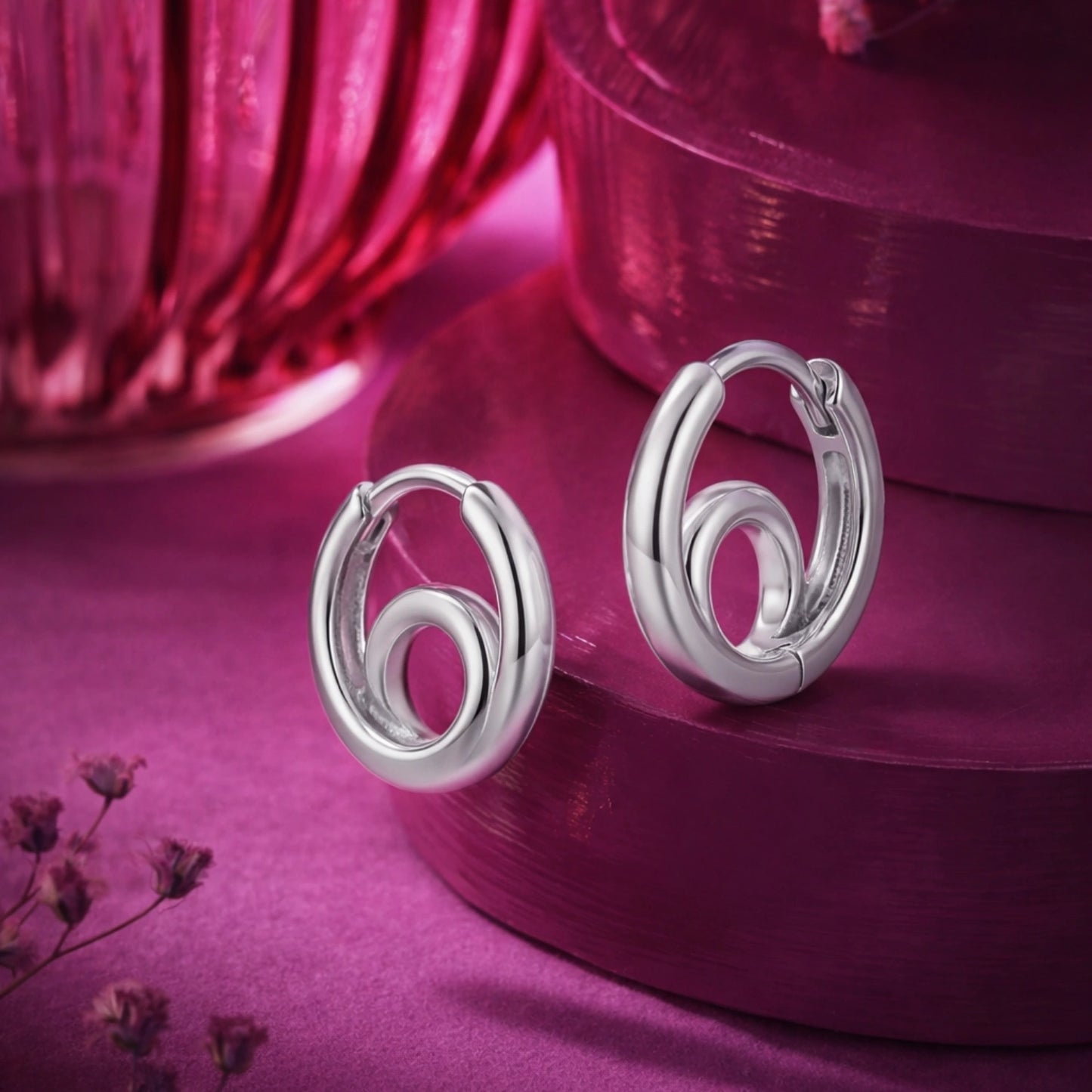 Silver Swirl Hoop Earrings image 0