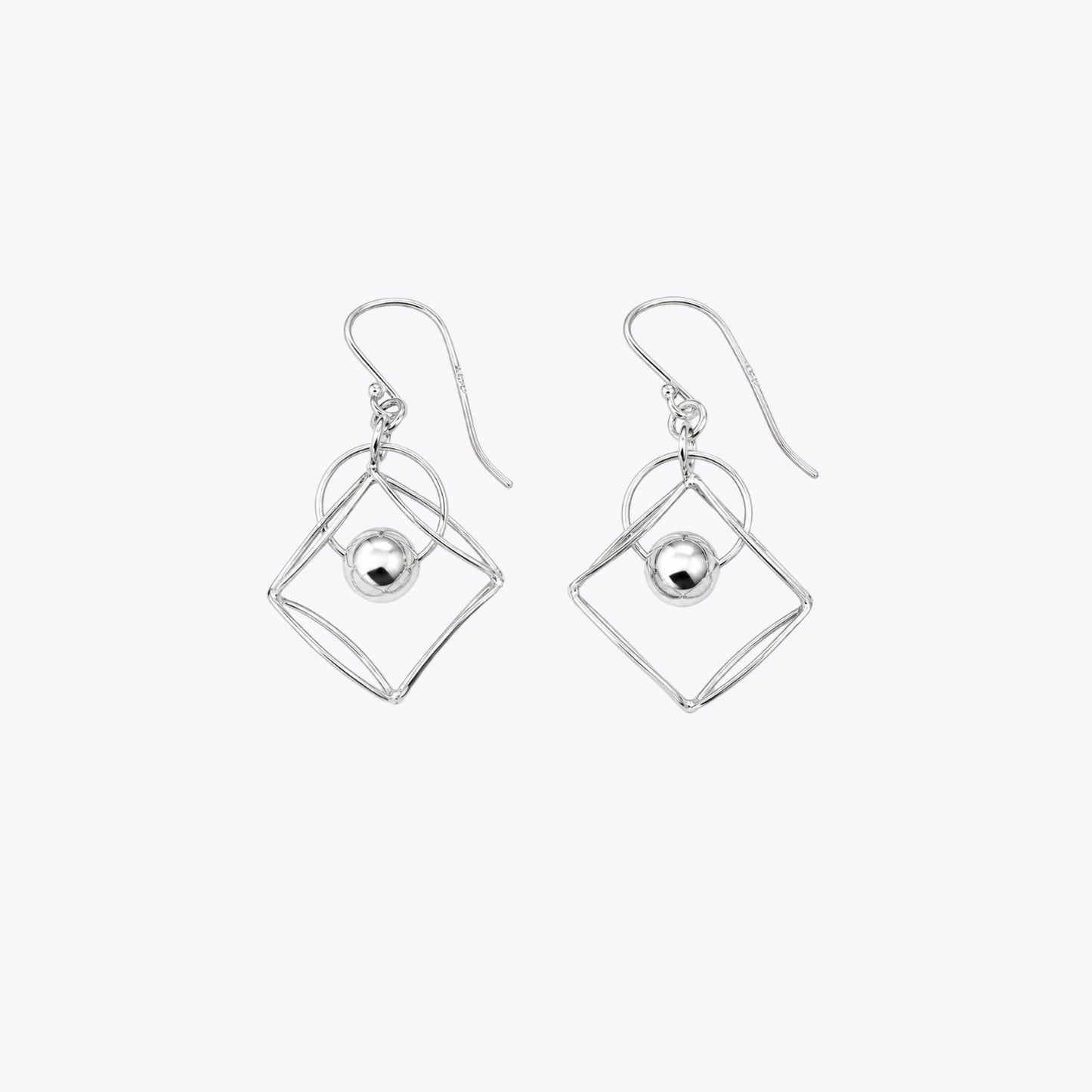 Sterling Silver Geometric Ball Drop Earrings image 2