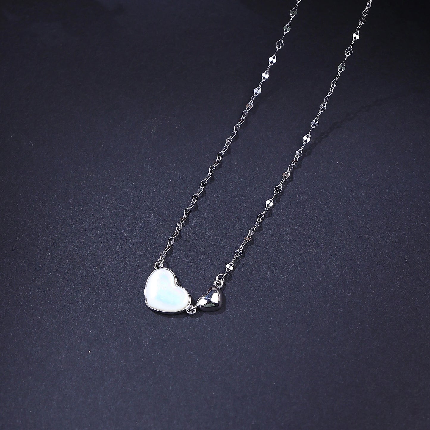 The Alencia Urban Dual Heart Nacre Silver Necklace image 0