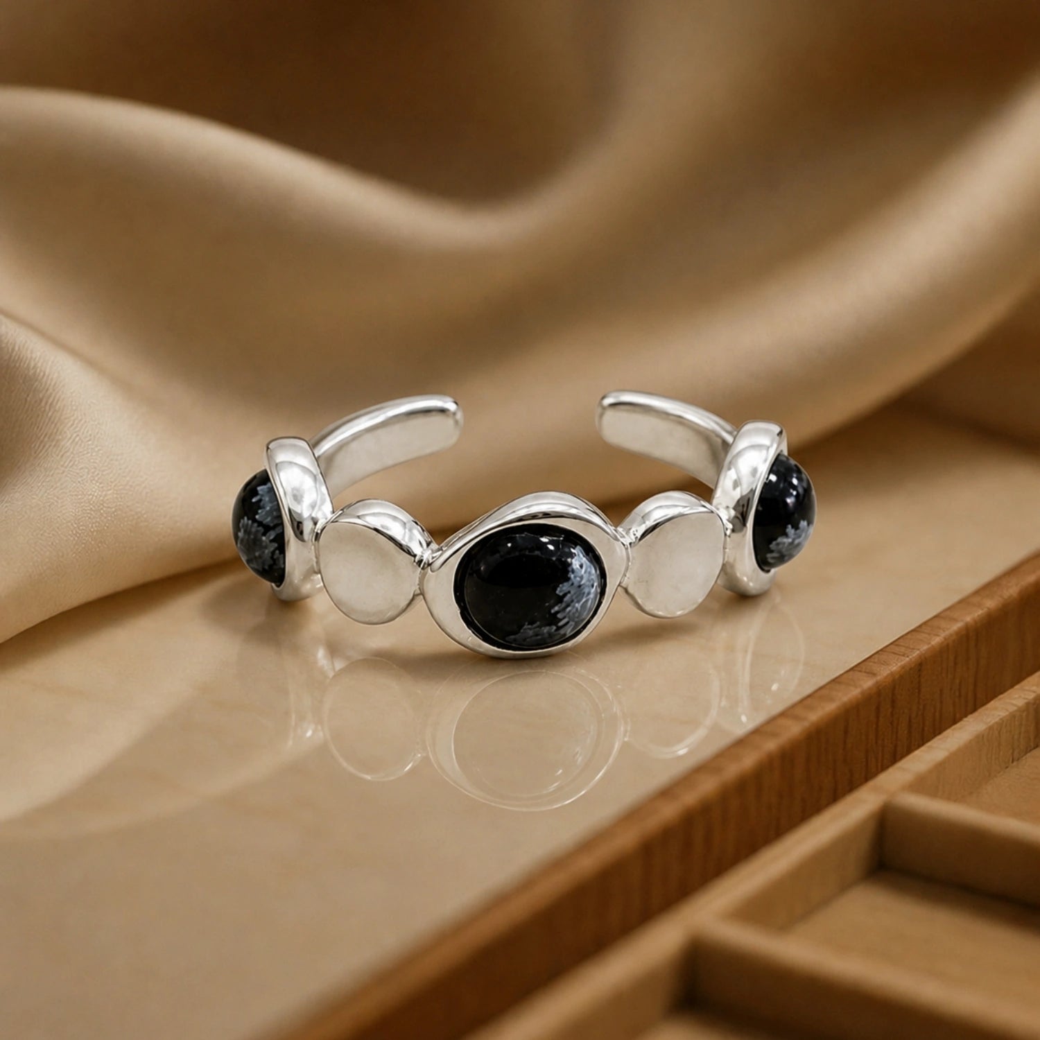Midnight Pebble Silver Ring image 0