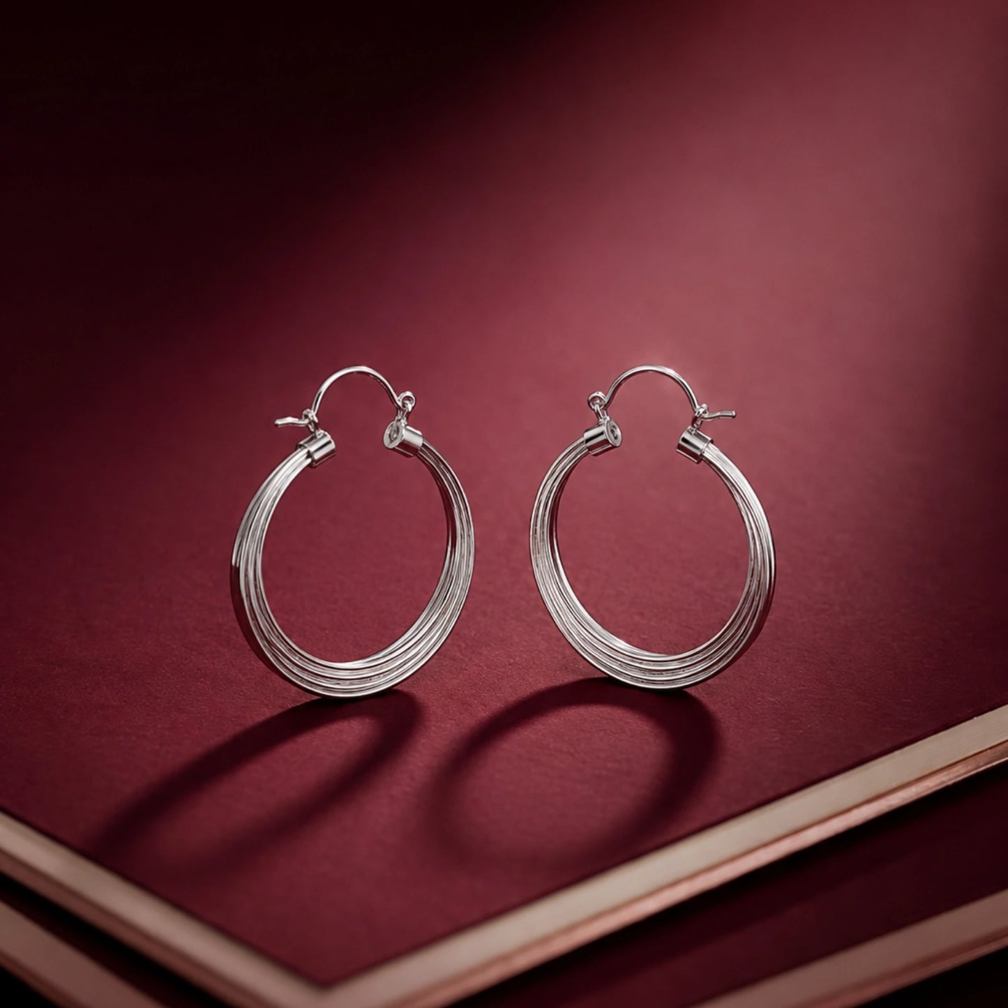 Silver Multi-Layer Hoop Earrings image 0