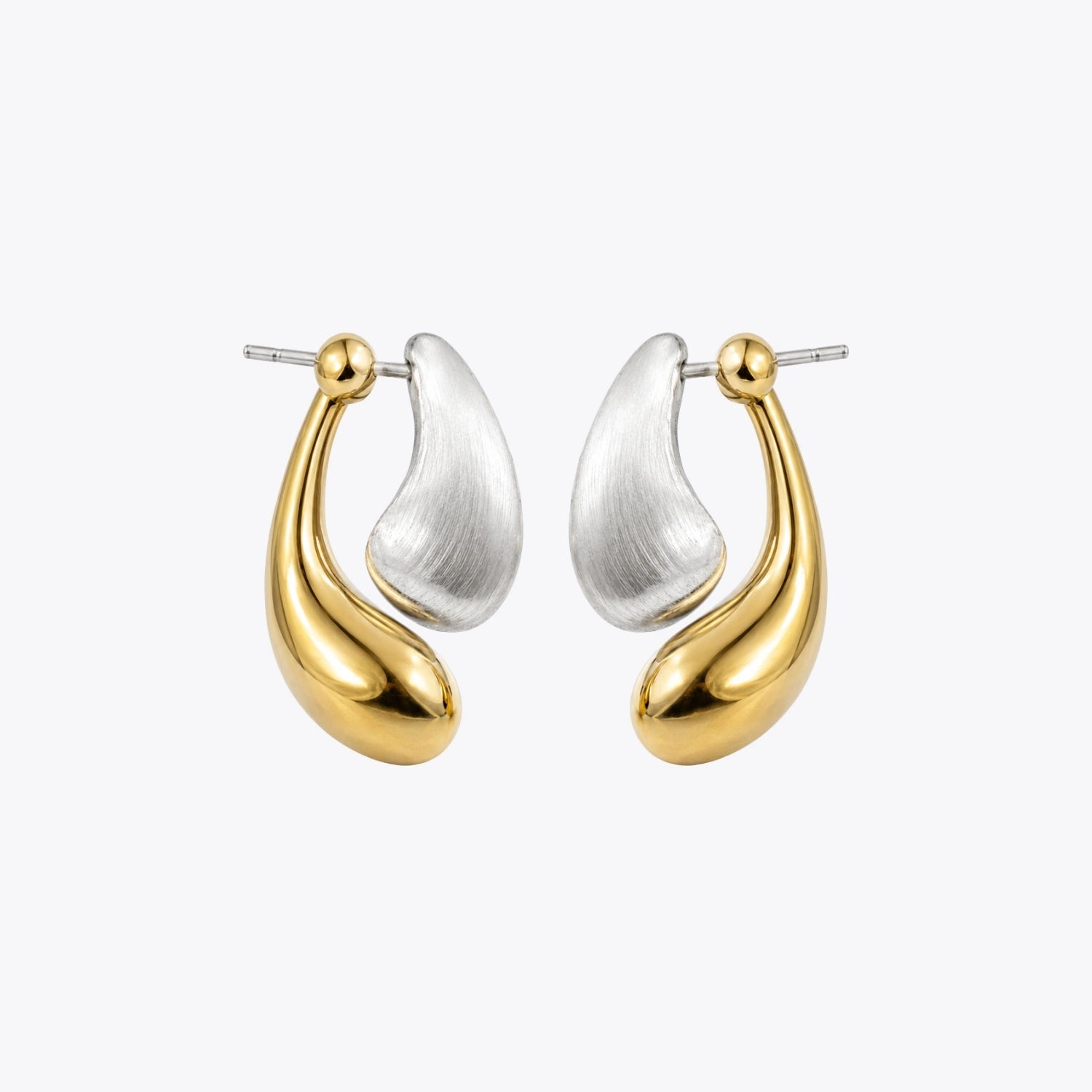 Two-Tone Sculpted Drop Earrings image 2