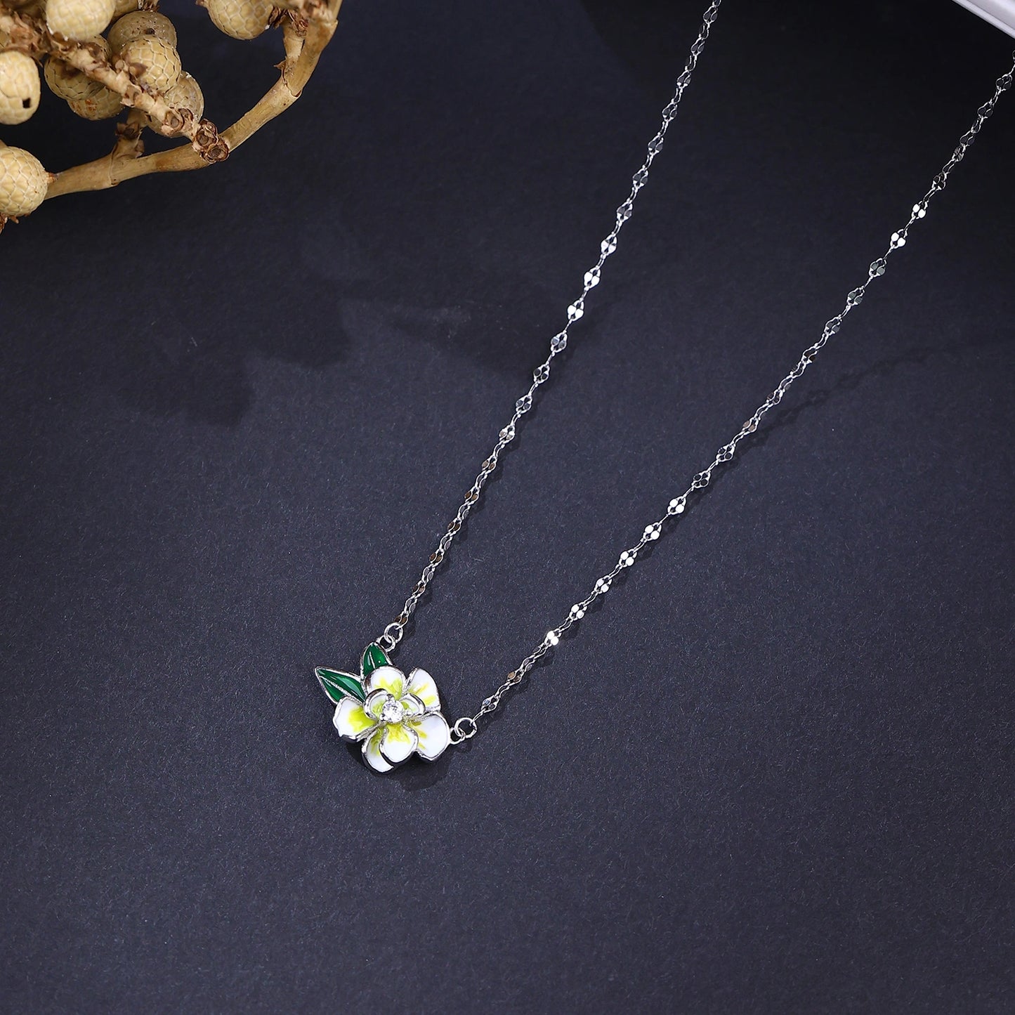 The Alencia Urban Blossom Enamel Station Necklace image 0
