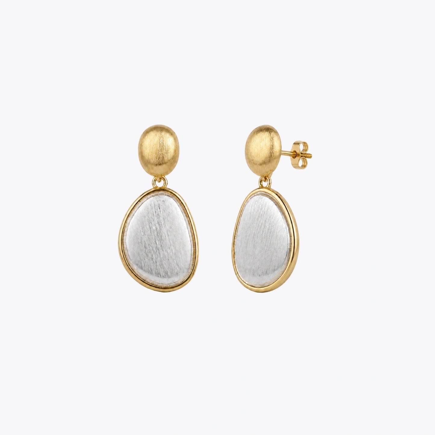 Two-Tone Brushed Teardrop Earrings image 2