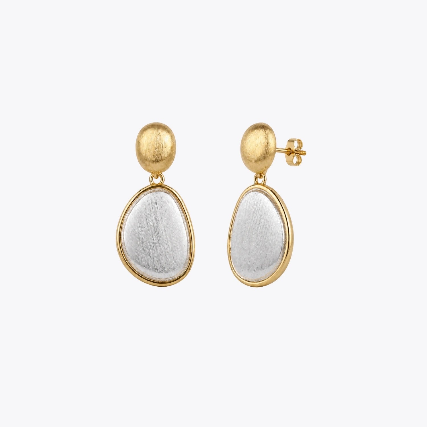 Two-Tone Brushed Teardrop Earrings image 2
