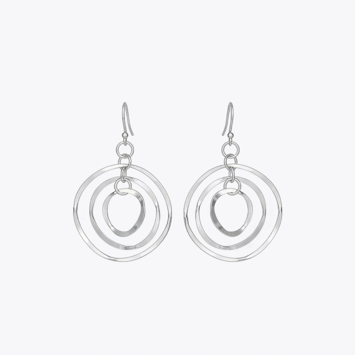 Silver Multi-Circle Drop Earrings image 2