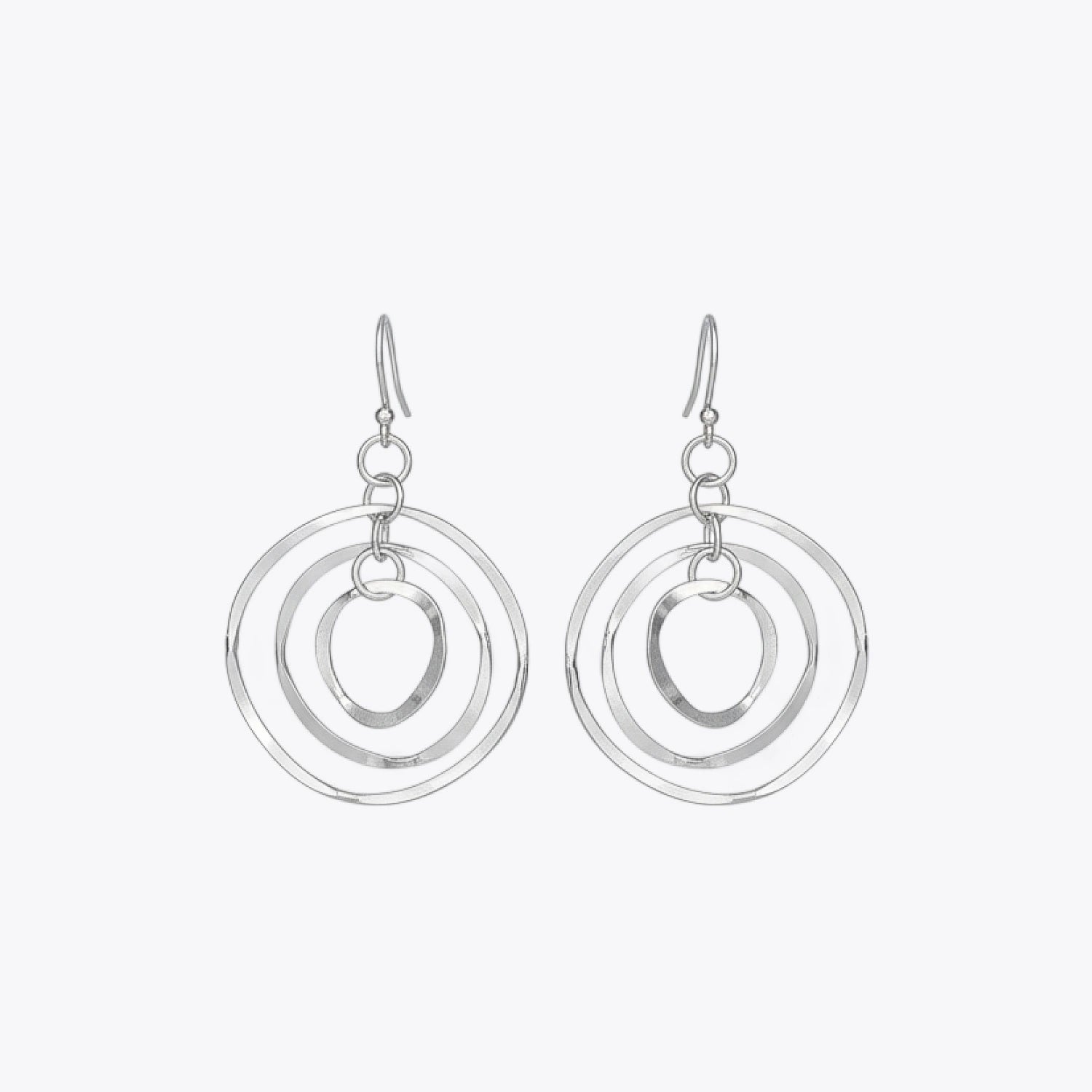 Silver Multi-Circle Drop Earrings image 2