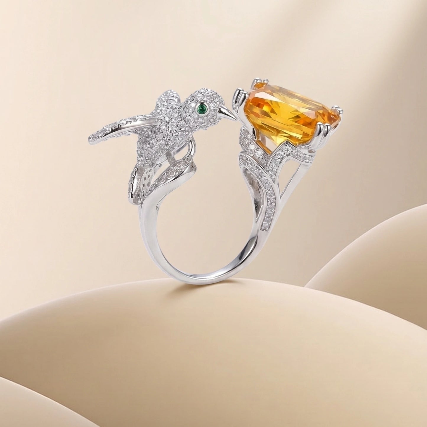 Luna Curve Silver Statement Ring image 0
