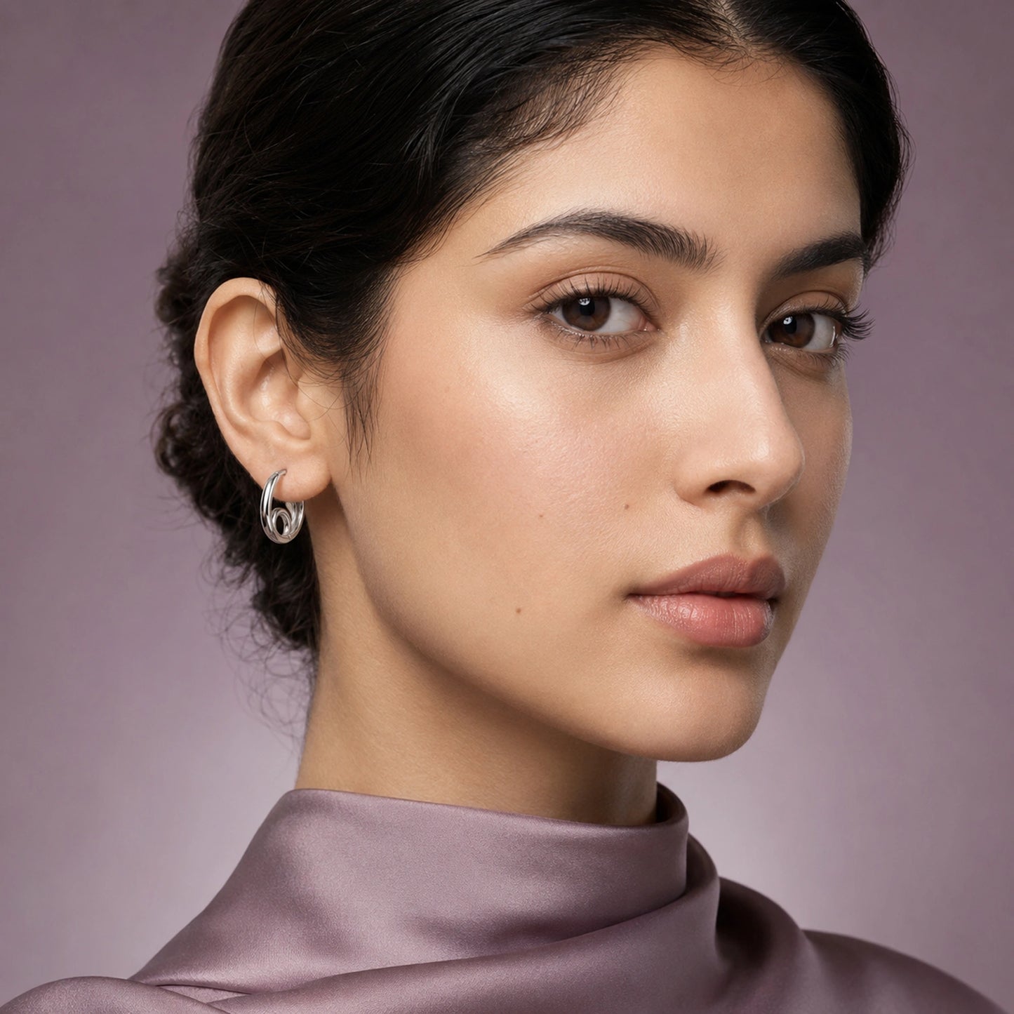 Silver Swirl Hoop Earrings image 1