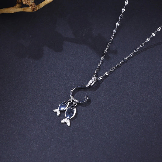 The Alencia Urban Dual Pisces Hook Silver Necklace image 0