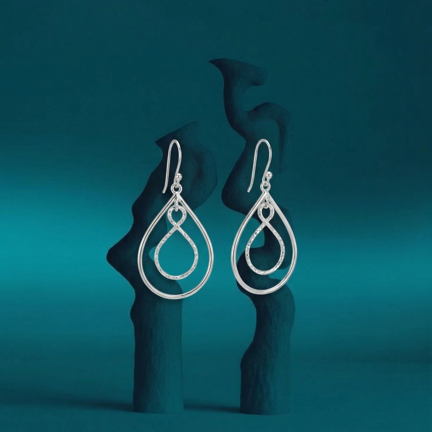 Silver Infinity Teardrop Dangler Earrings image 0