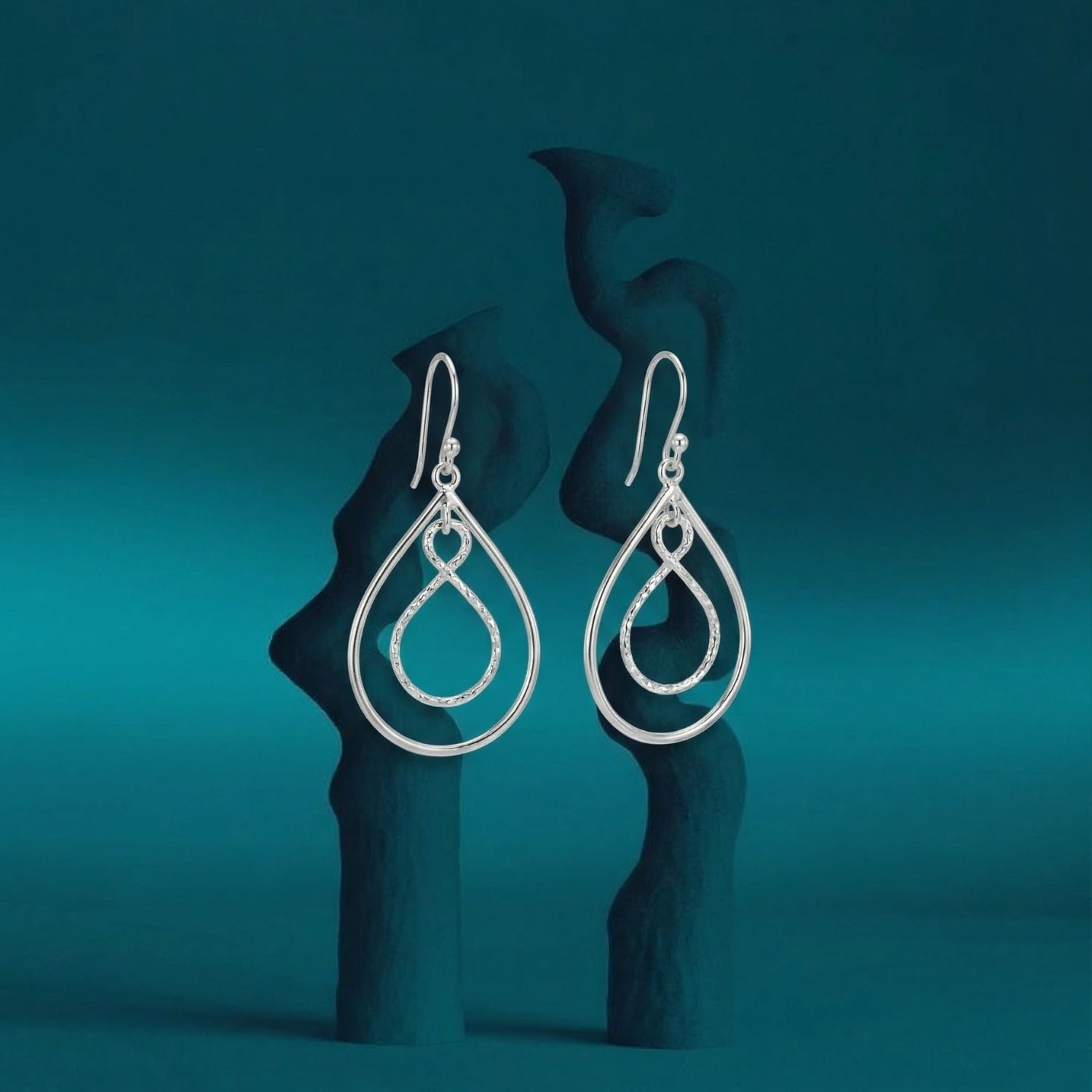Silver Infinity Teardrop Dangler Earrings image 0
