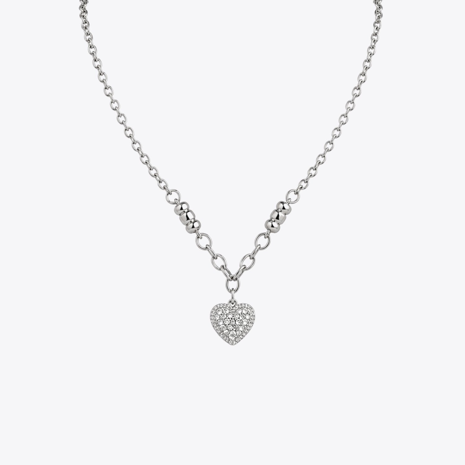 Crystal Heart Charm Silver Necklace image 2