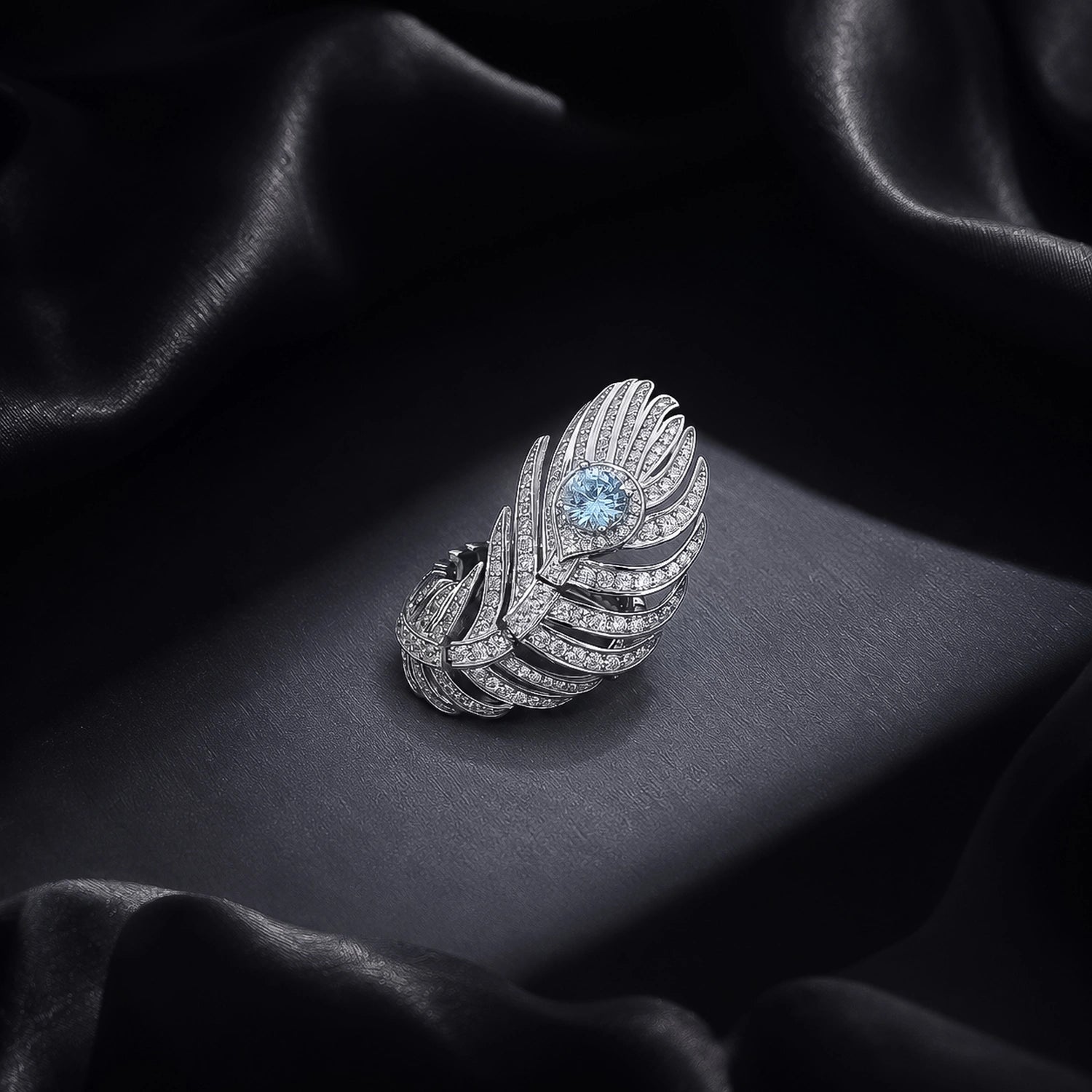 The Alencia Ethereal Peacock Feather Statement Ring image 0