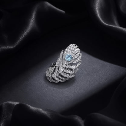 The Alencia Ethereal Peacock Feather Statement Ring image 0