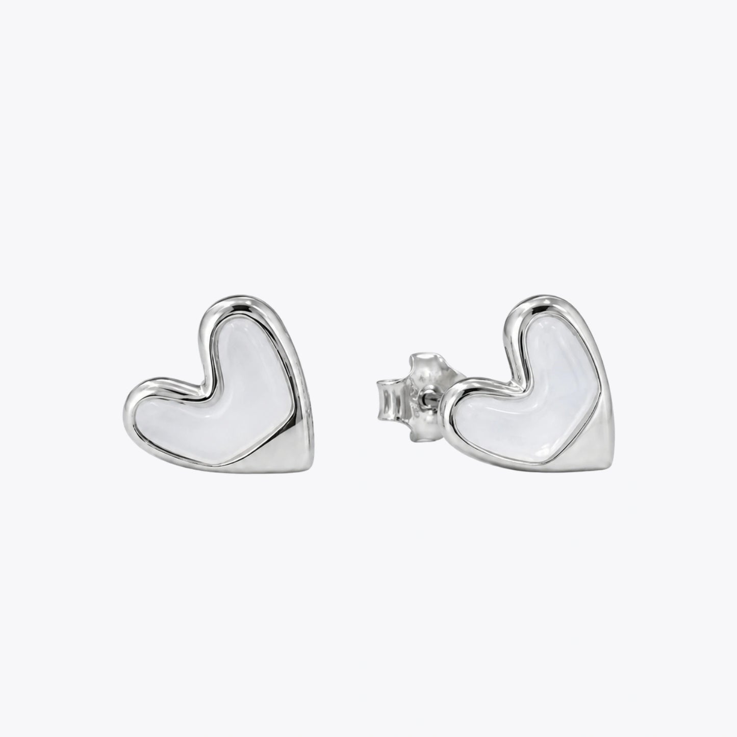 Luna Heart Silver Stud Earrings image 2