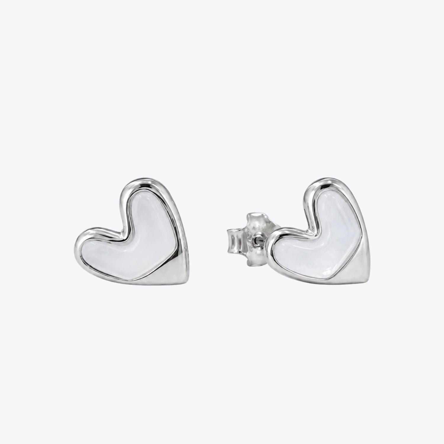 Luna Heart Silver Stud Earrings image 2