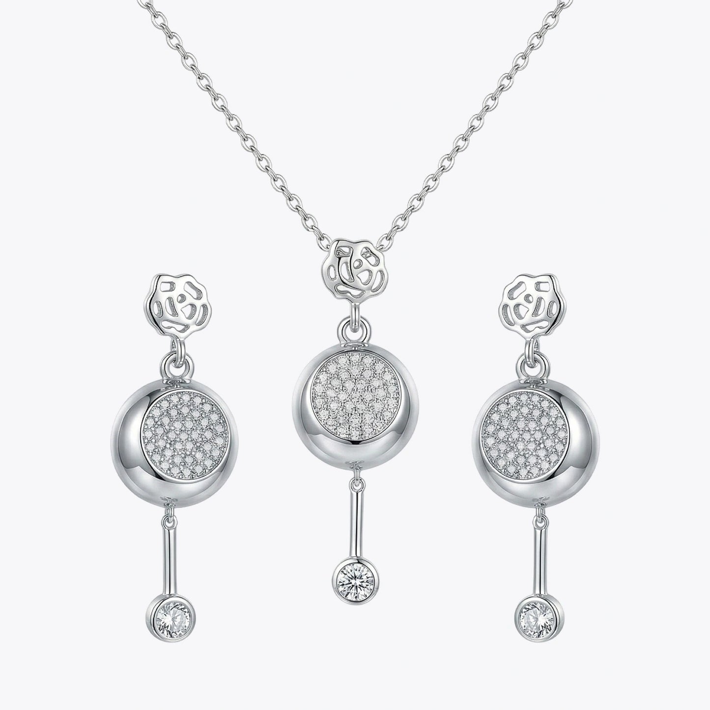 Rose Glow Round Drop Pendant &amp; Earrings Combo image 2