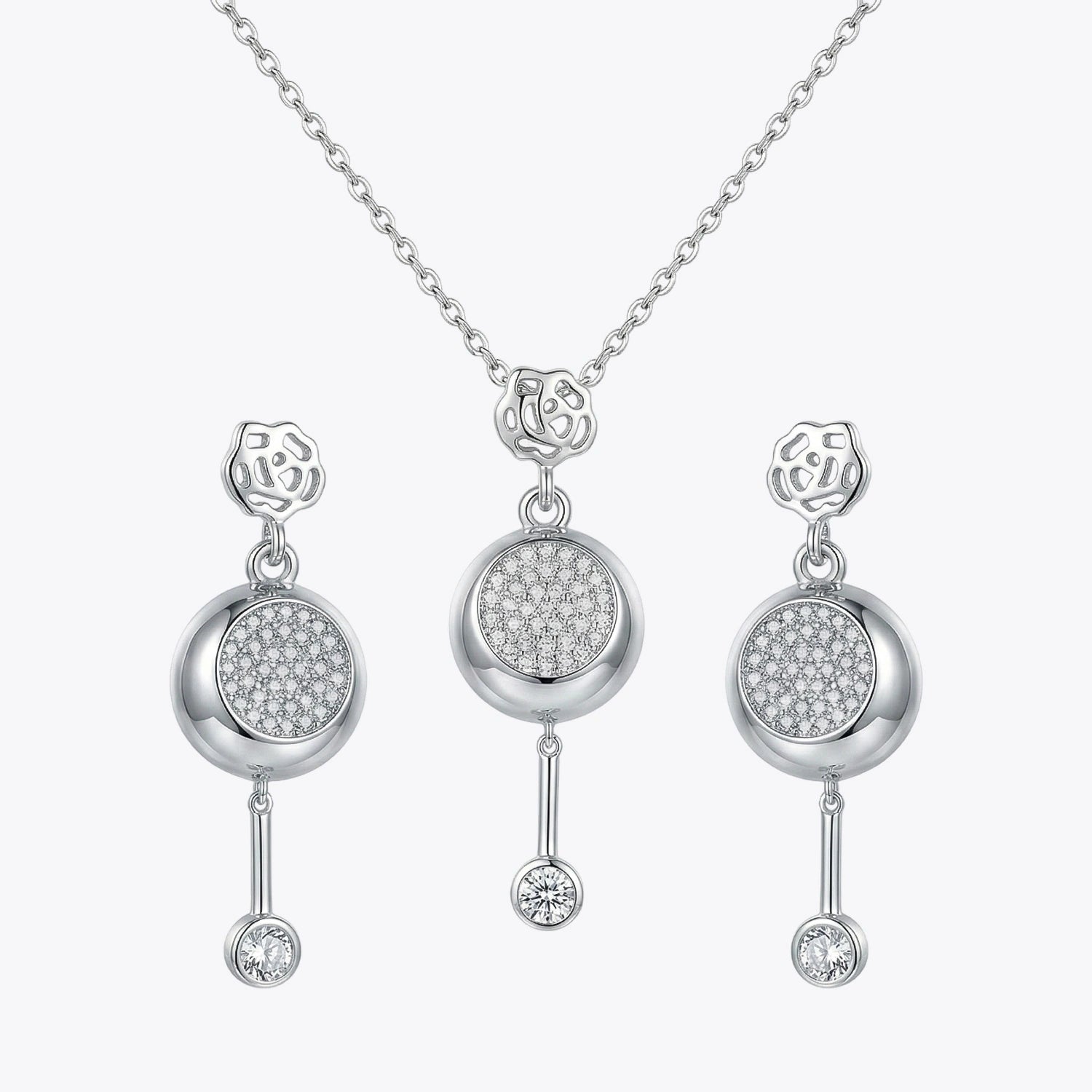 Rose Glow Round Drop Pendant &amp; Earrings Combo image 2