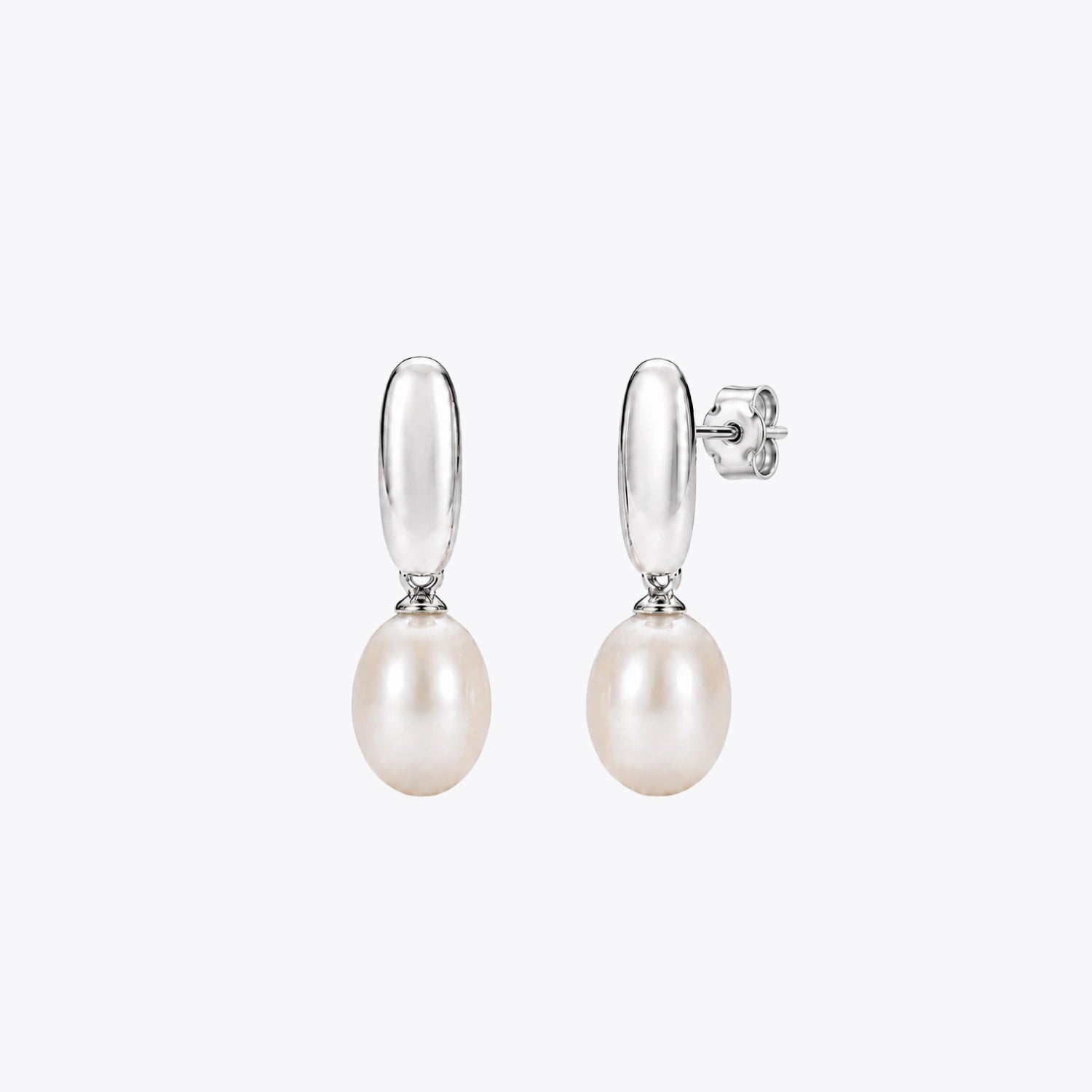 Oval Pearl Drop Earrings image 2