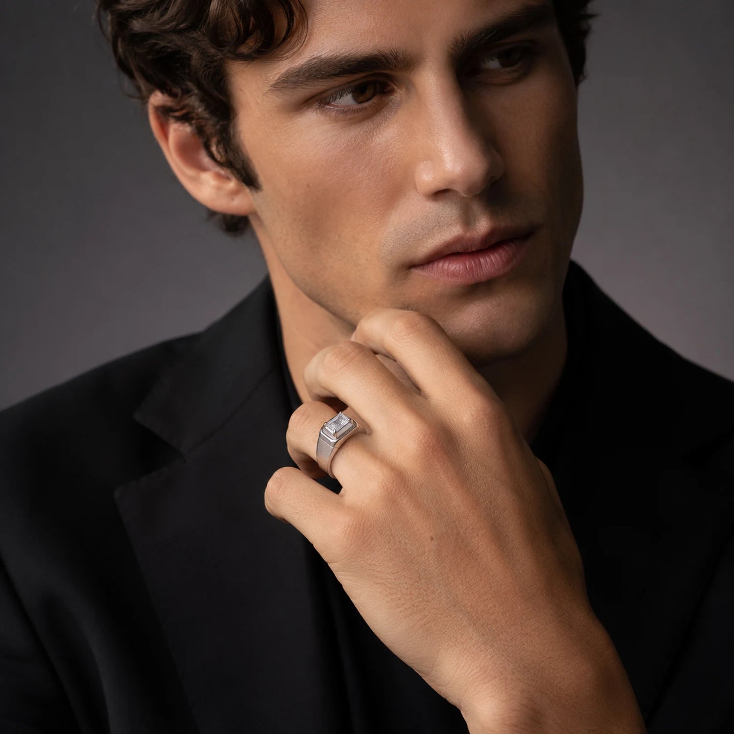 The Alencia Urban Brushed Radiant Solitaire Silver Ring image 1