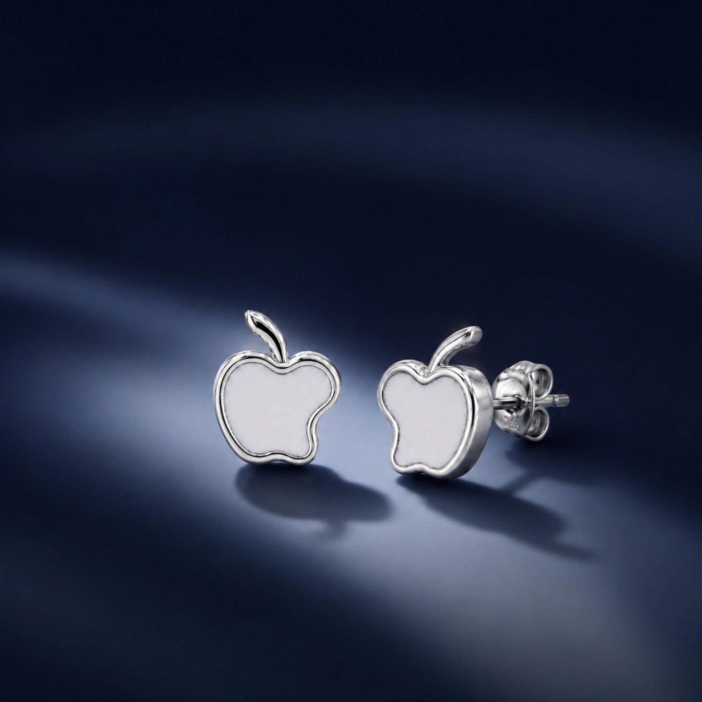 Apple Charm Silver Stud Earrings image 0