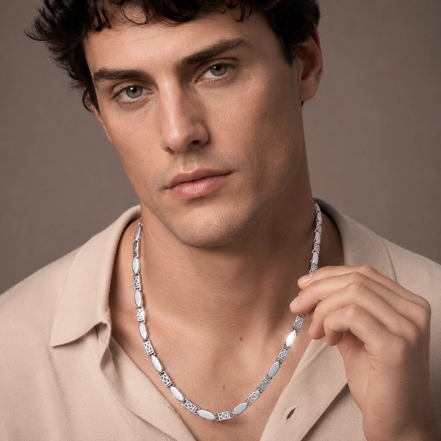 Alencia Royale Geometric Link 925 Sterling Silver Chain Necklace image 1