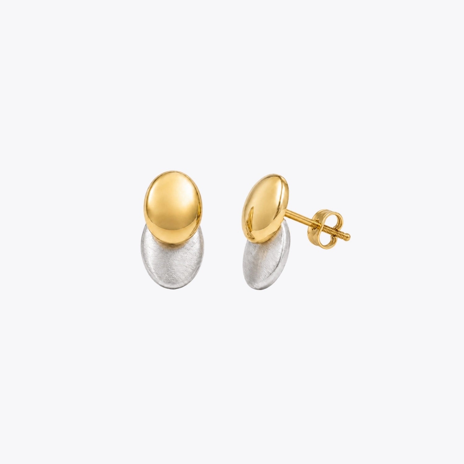 Two-Tone Oval Stud Earrings image 2