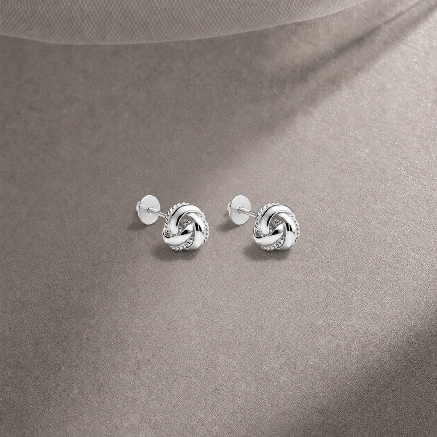 Silver Knot Stud Earrings image 0