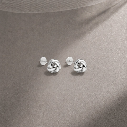 Silver Knot Stud Earrings image 0