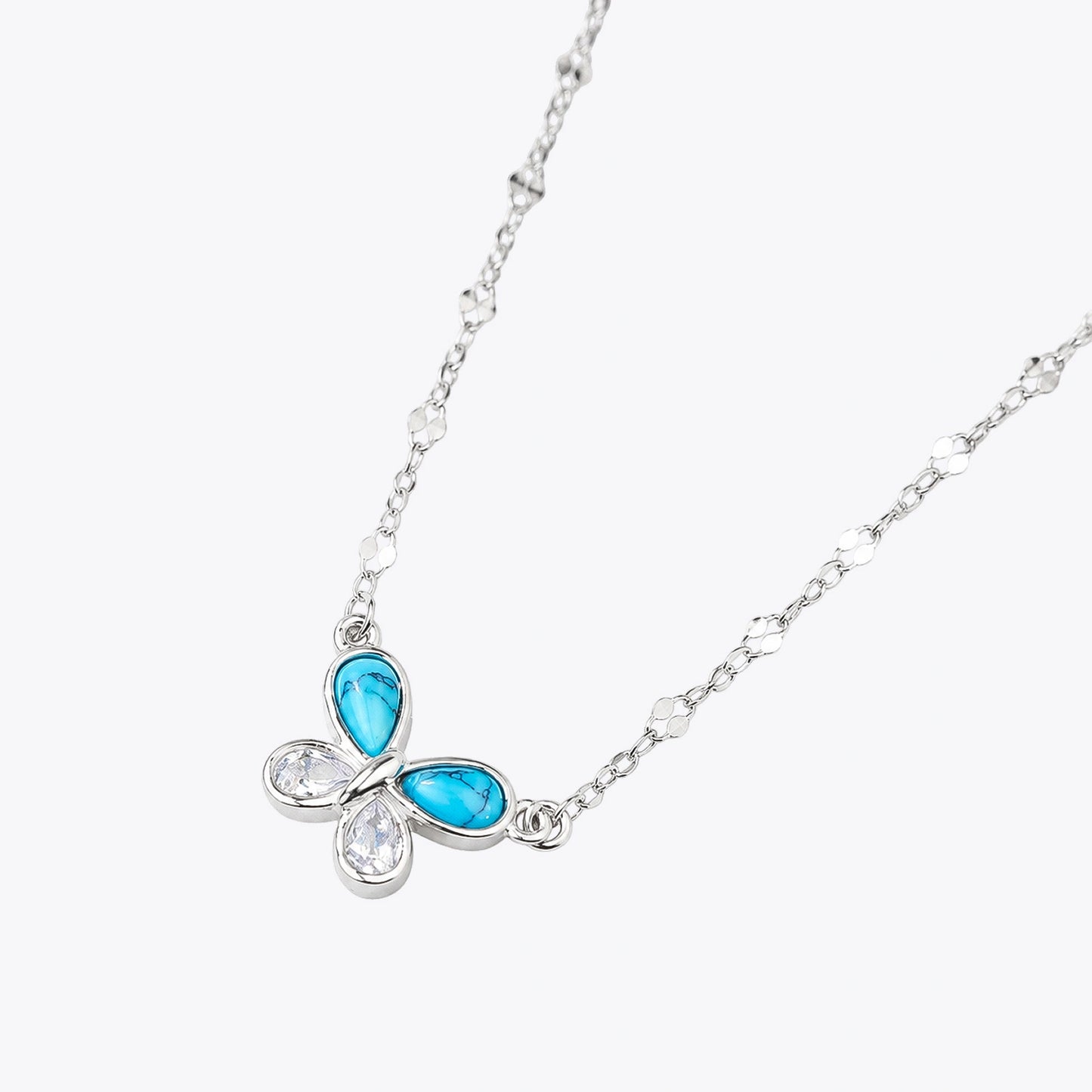 The Alencia Urban Turquoise Papillon Silver Necklace image 2