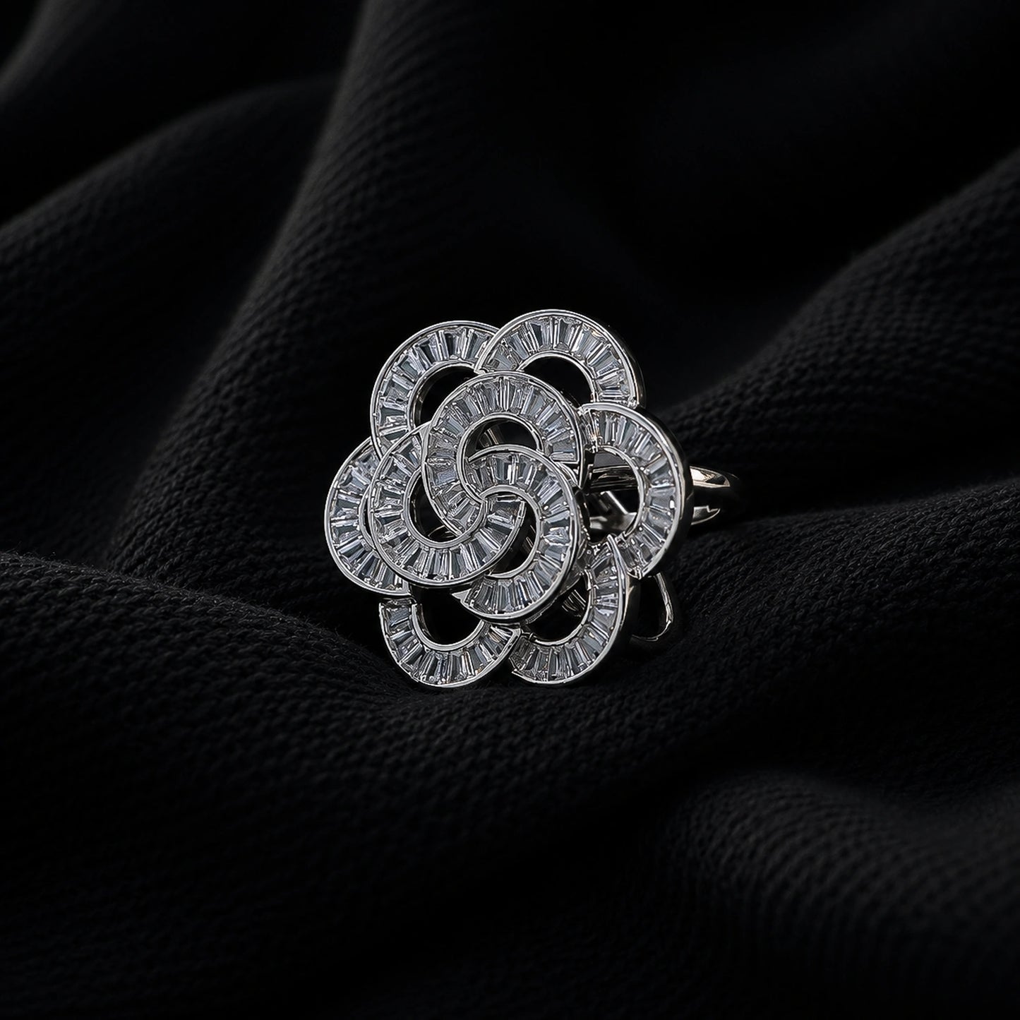 The Alencia Celestial Rose Baguette Diamond Statement Ring image 0
