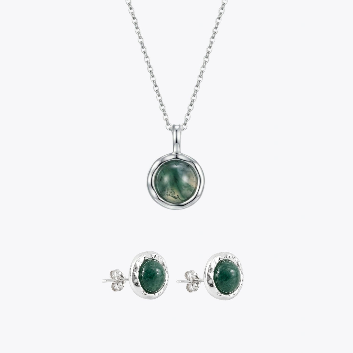 Moss Green Silver Pendant &amp; Earring Combo image 2