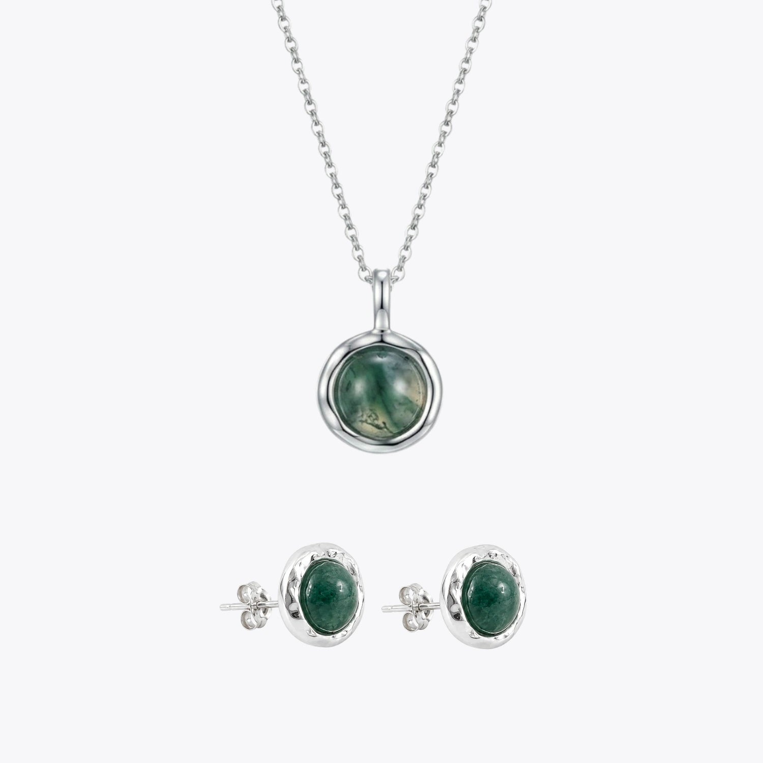 Moss Green Silver Pendant &amp; Earring Combo image 2