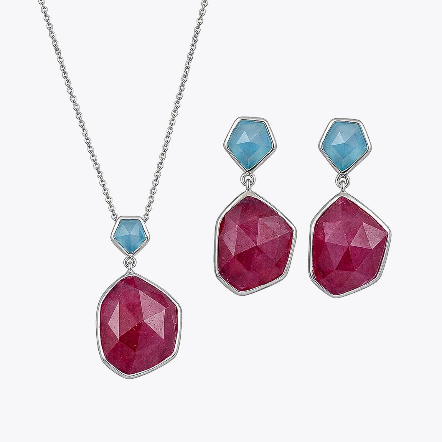 Alencia Geometric Ruby &amp; Blue Chalcedony Set image 2