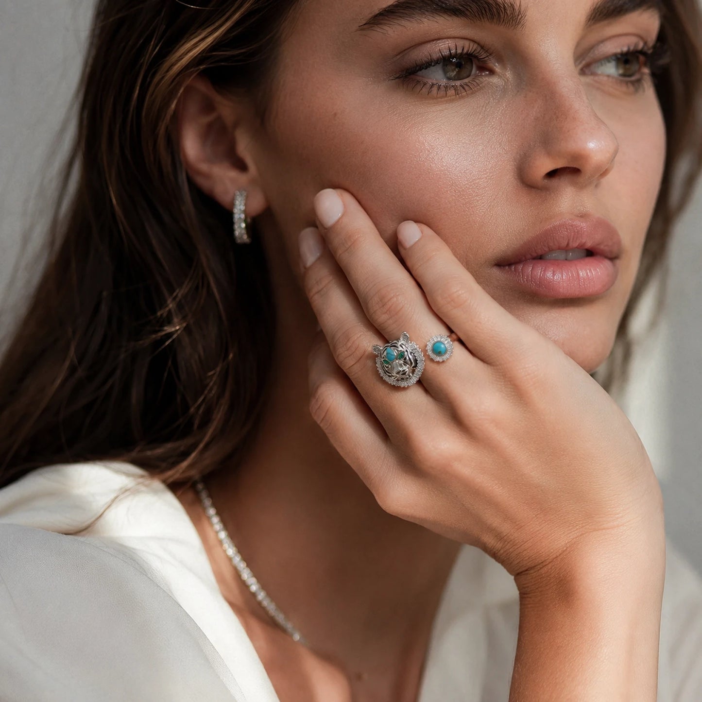 The Alencia Imperial Turquoise Tiger Bypass Ring image 1