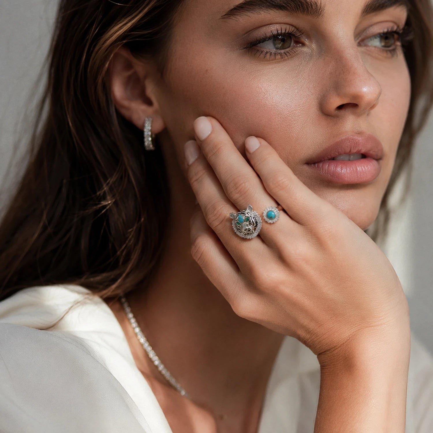 The Alencia Imperial Turquoise Tiger Bypass Ring image 1