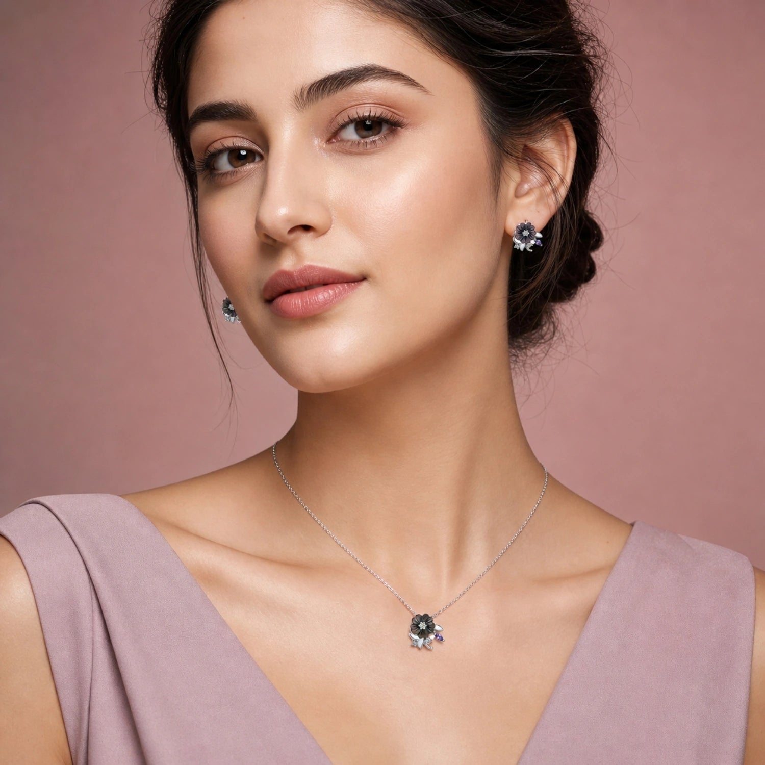 Alencia Midnight Bloom 925 Silver Set image 1
