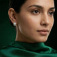 Silver Textured Floral Huggie Earrings image 1