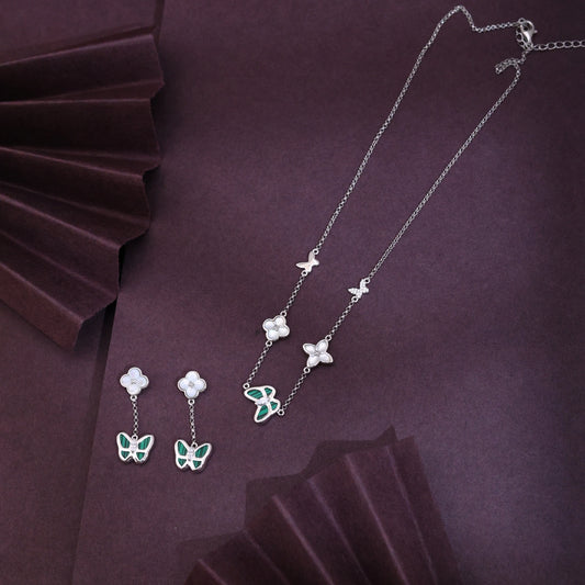 Alencia Malachite Bloom 925 Silver Set image 0