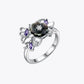 Midnight Bloom Silver Floral Ring image 2