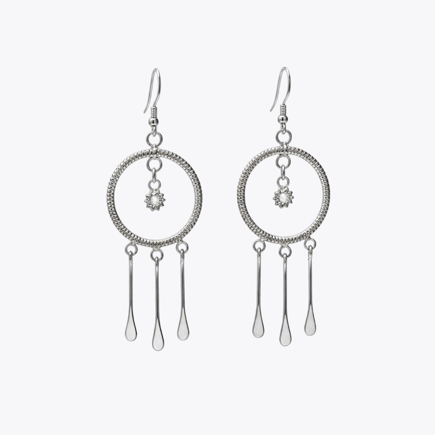 Silver Luna Circle Drop Earrings image 2