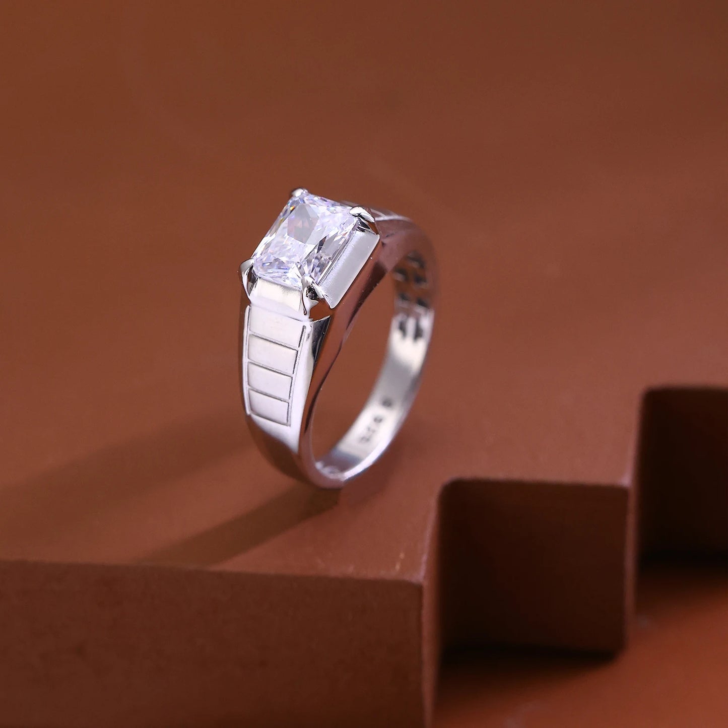 The Alencia Urban Segmented Solitaire Silver Ring image 0