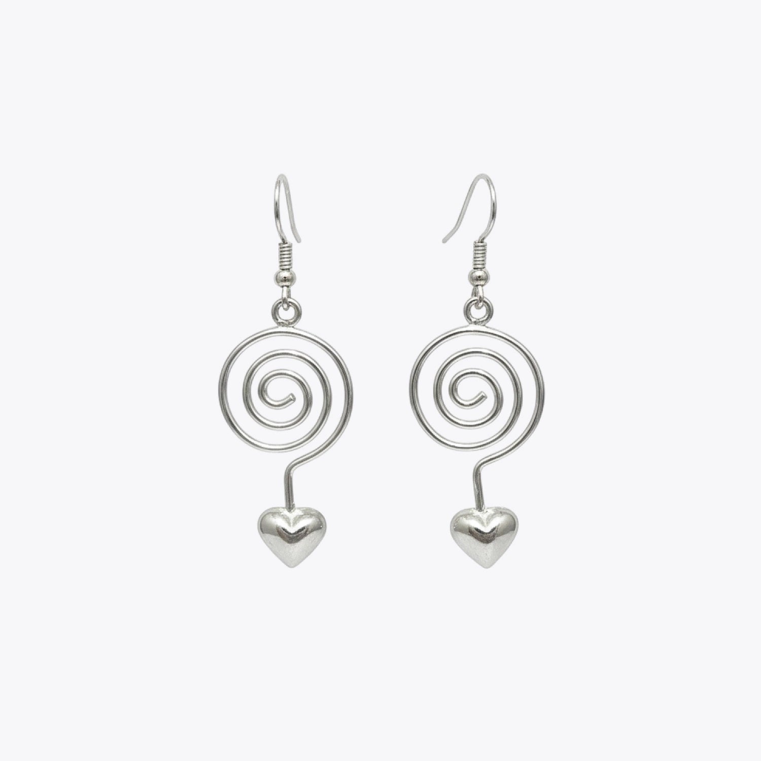 Silver Spiral Heart Drop Earrings image 2