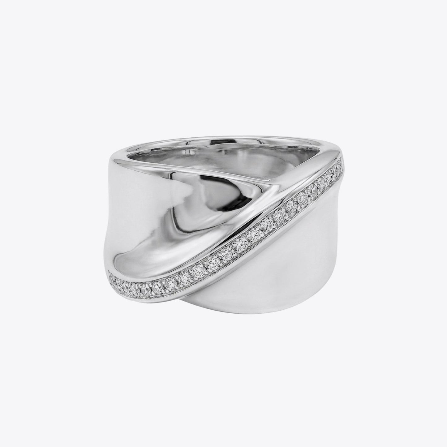 Luna Curve Silver Statement Ring image 2